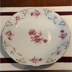 Vintage Winterling Roslau Bavaria Pink Flower Gold Trim Plate 11"